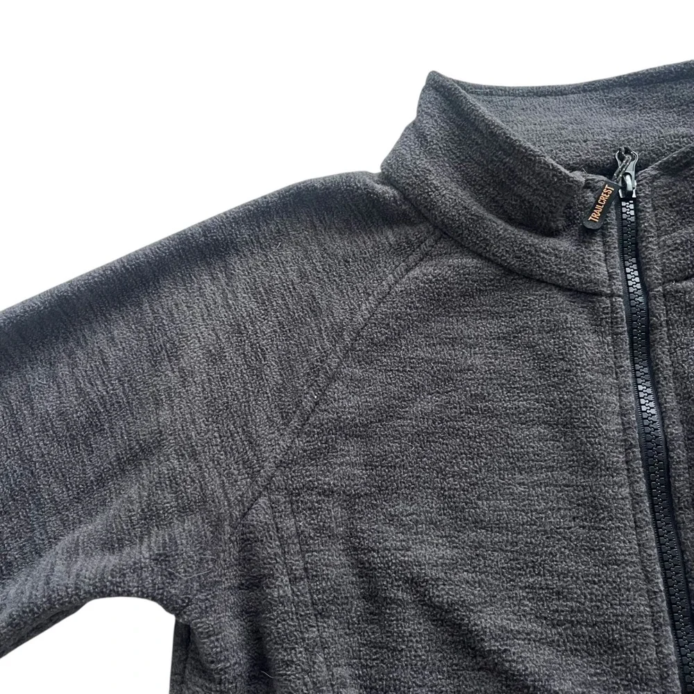 Trail Crest Kid M Charcoal Heather Gray Fleece Full Zip Outdoor Adventure Jacket